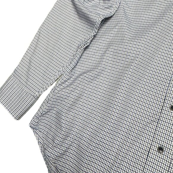 DAVID DONAHUE Luxury Non Iron Trim Fit Plaid Designer Blue Business Dress Shirt - Picture 4 of 6